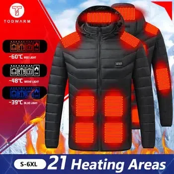 21 Areas Heated Jacket Men Women USB Electric Heated Clothes Camping Warming Self Heating Vest Hiking thermal hunting Coat