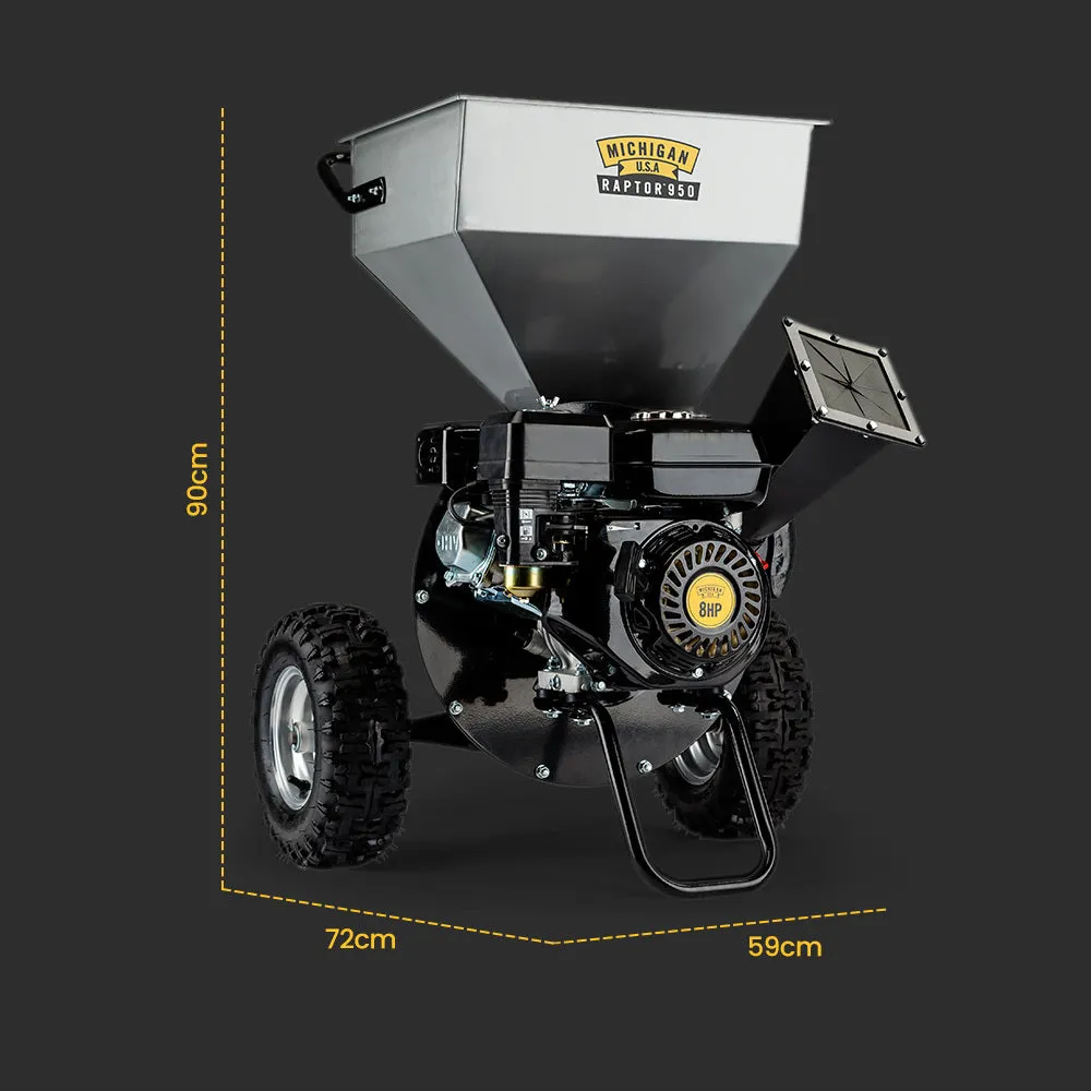 6HP 212cc Petrol Wood Chipper Shredder, Upright Design - Michigan