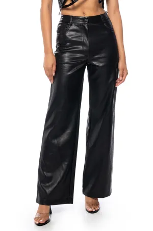 ALICE HIGH RISE FAUX LEATHER WIDE LEG PANTS