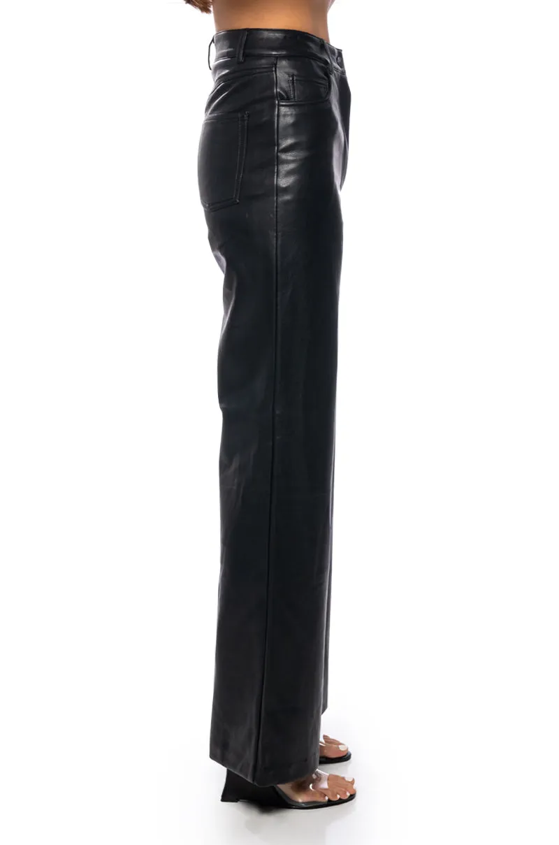 ALICE HIGH RISE FAUX LEATHER WIDE LEG PANTS