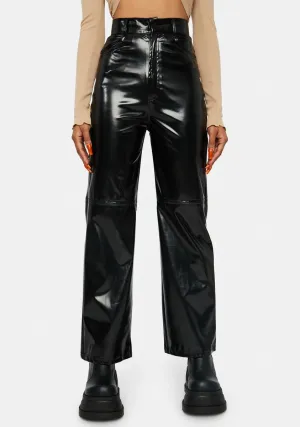 Black Vinyl High Waist Pants