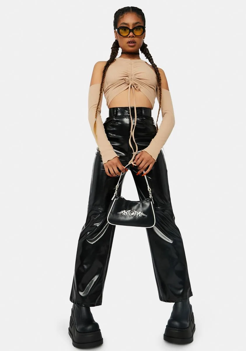 Black Vinyl High Waist Pants