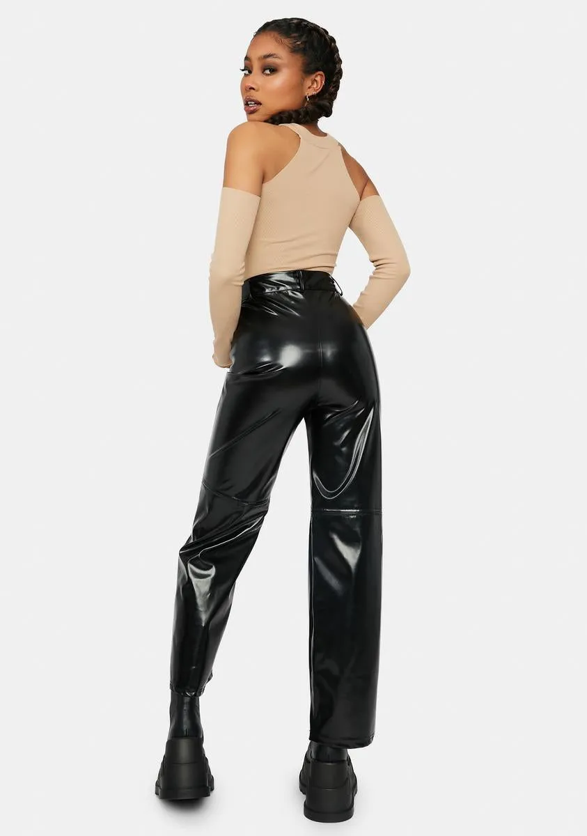 Black Vinyl High Waist Pants