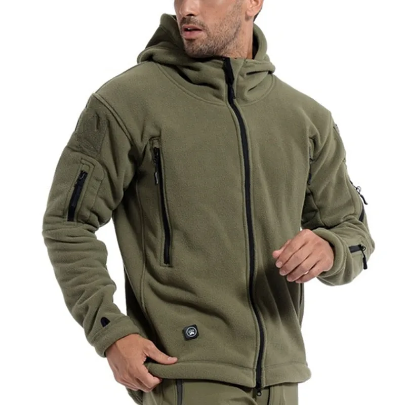 Bonsir Men Winter Thermal Fleece US Military Tactical Jacket Outdoors Sports Hooded Coat Hiking Hunting Combat Camping Army Soft Shell