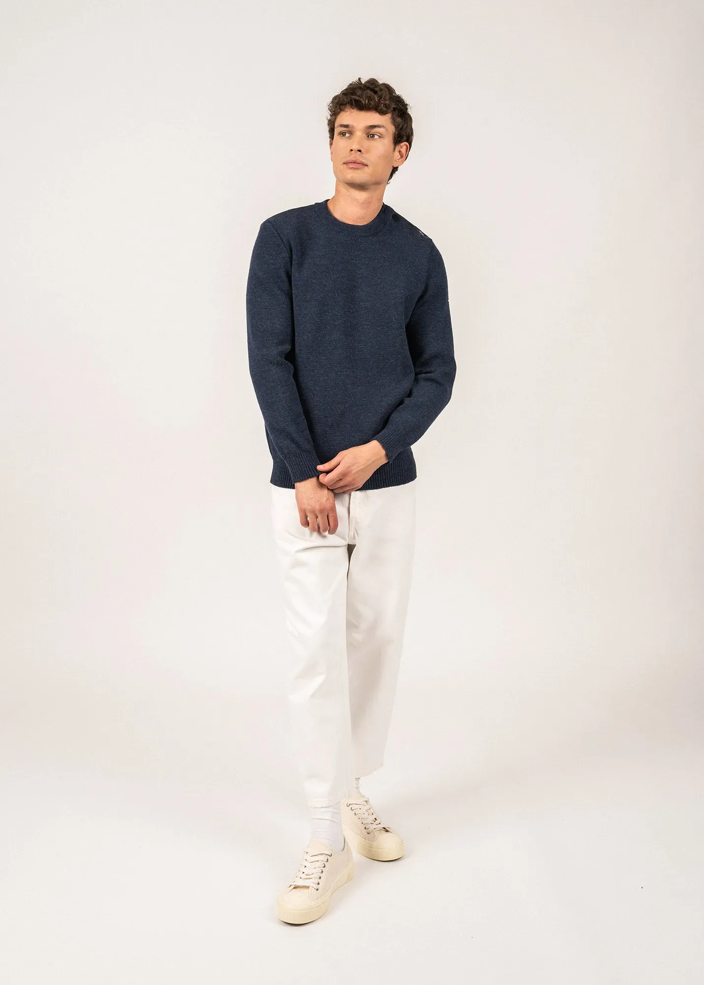 Cancale sailor jumper - regular fit, in pure new wool (BLEU CHINE)