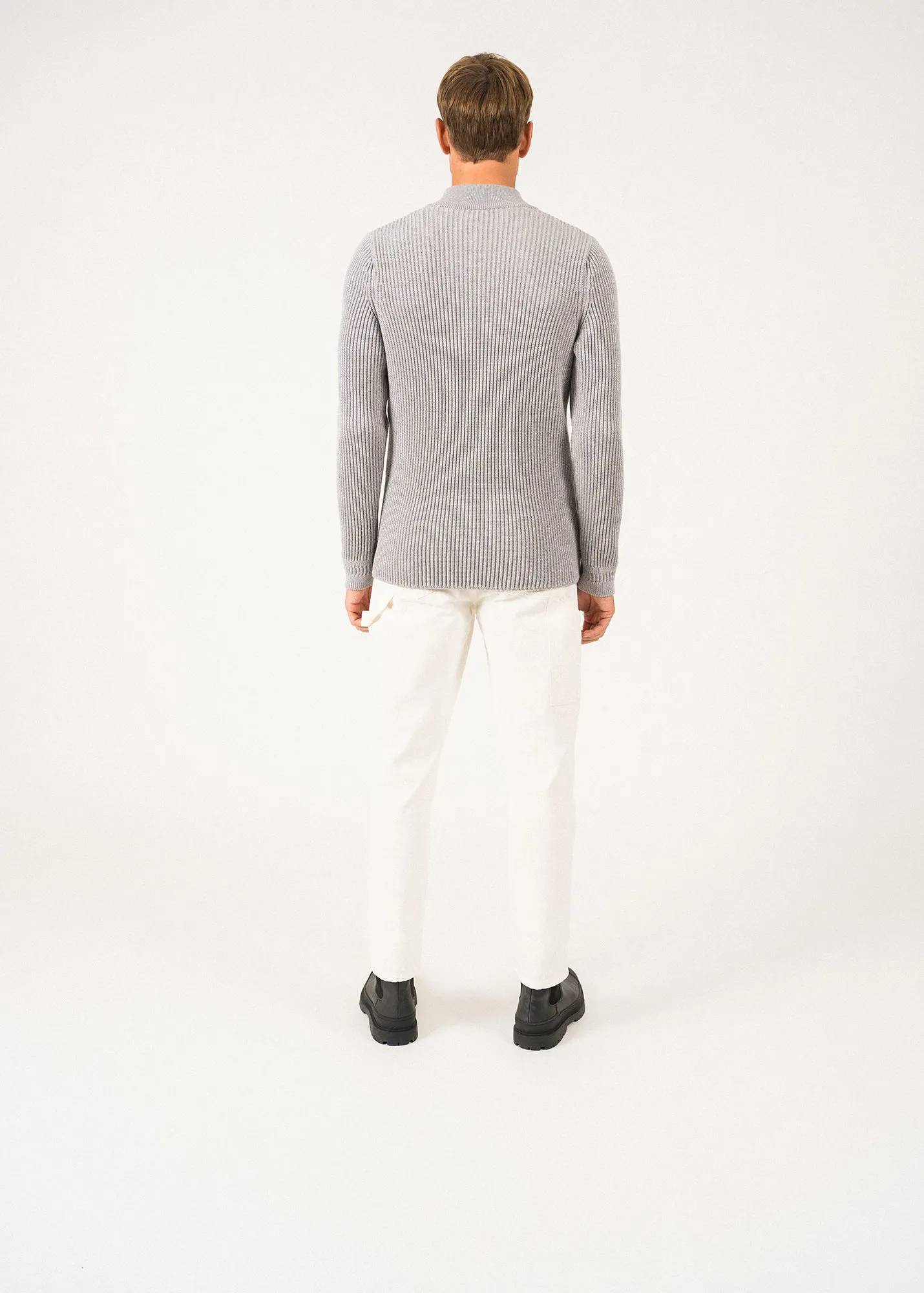 Chamrousse Truck-collar Jumper - in wool (PERLE CHINE/NAVY)