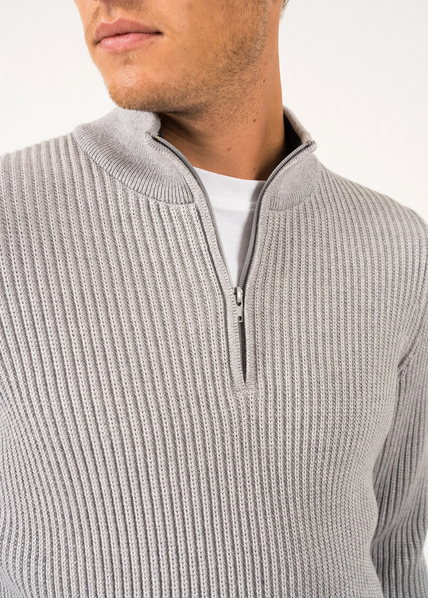 Chamrousse Truck-collar Jumper - in wool (PERLE CHINE/NAVY)