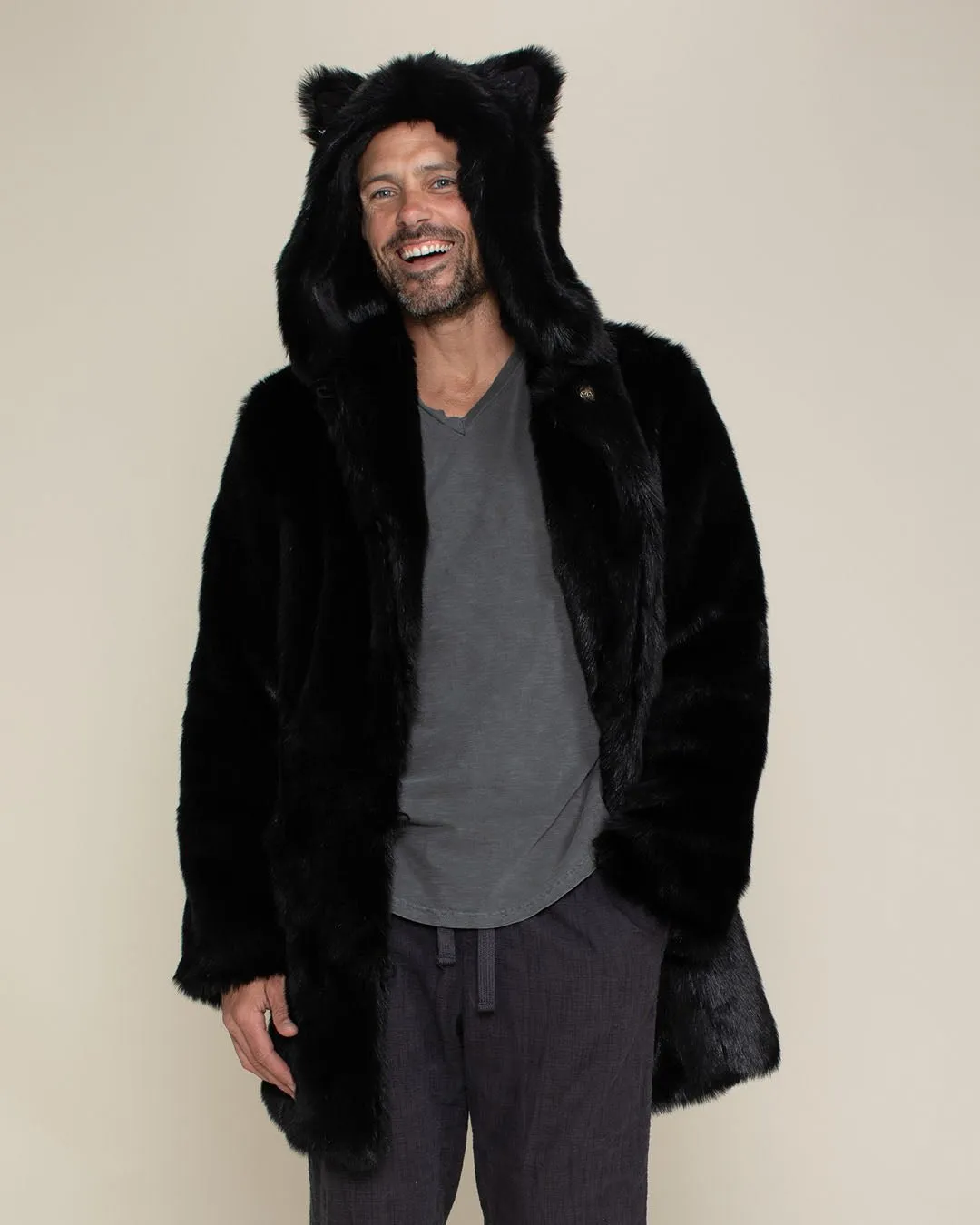 Classic Men's Faux Fur Coat | Black Panther