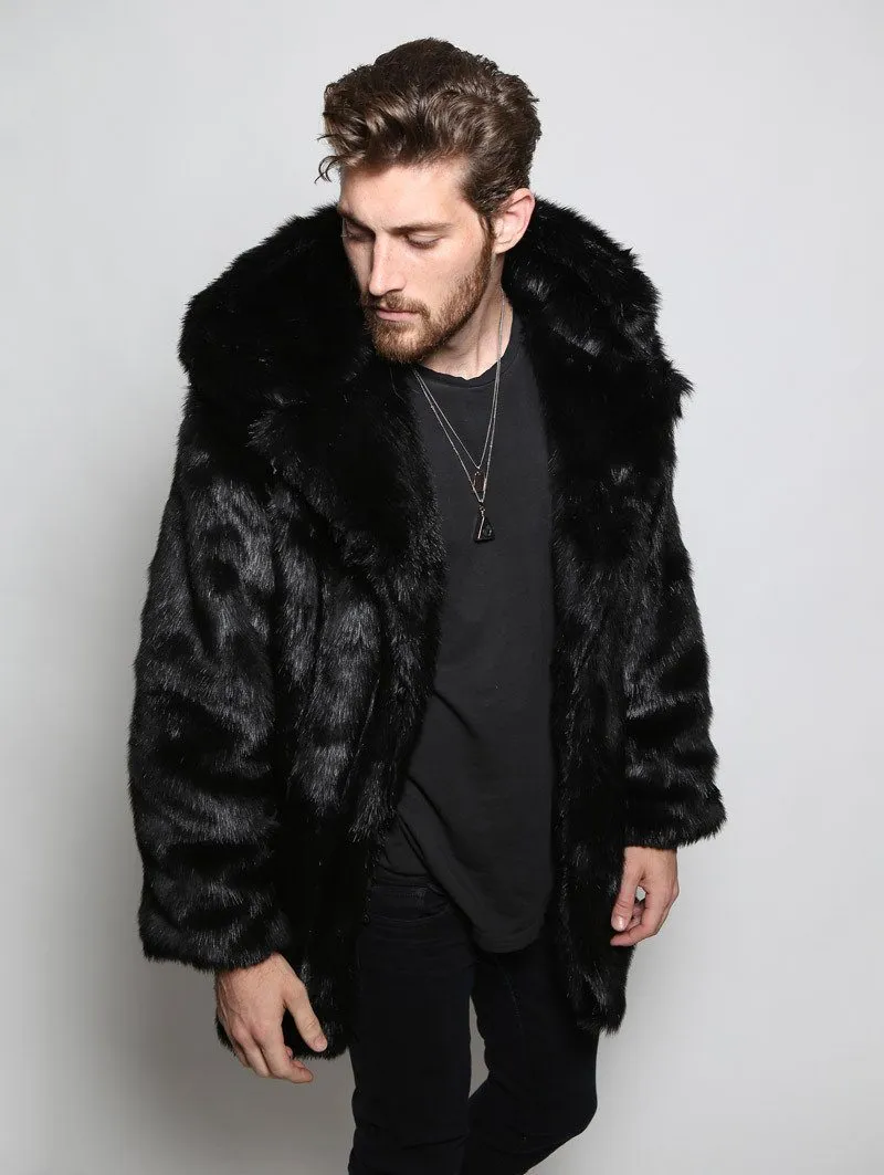 Classic Men's Faux Fur Coat | Black Panther