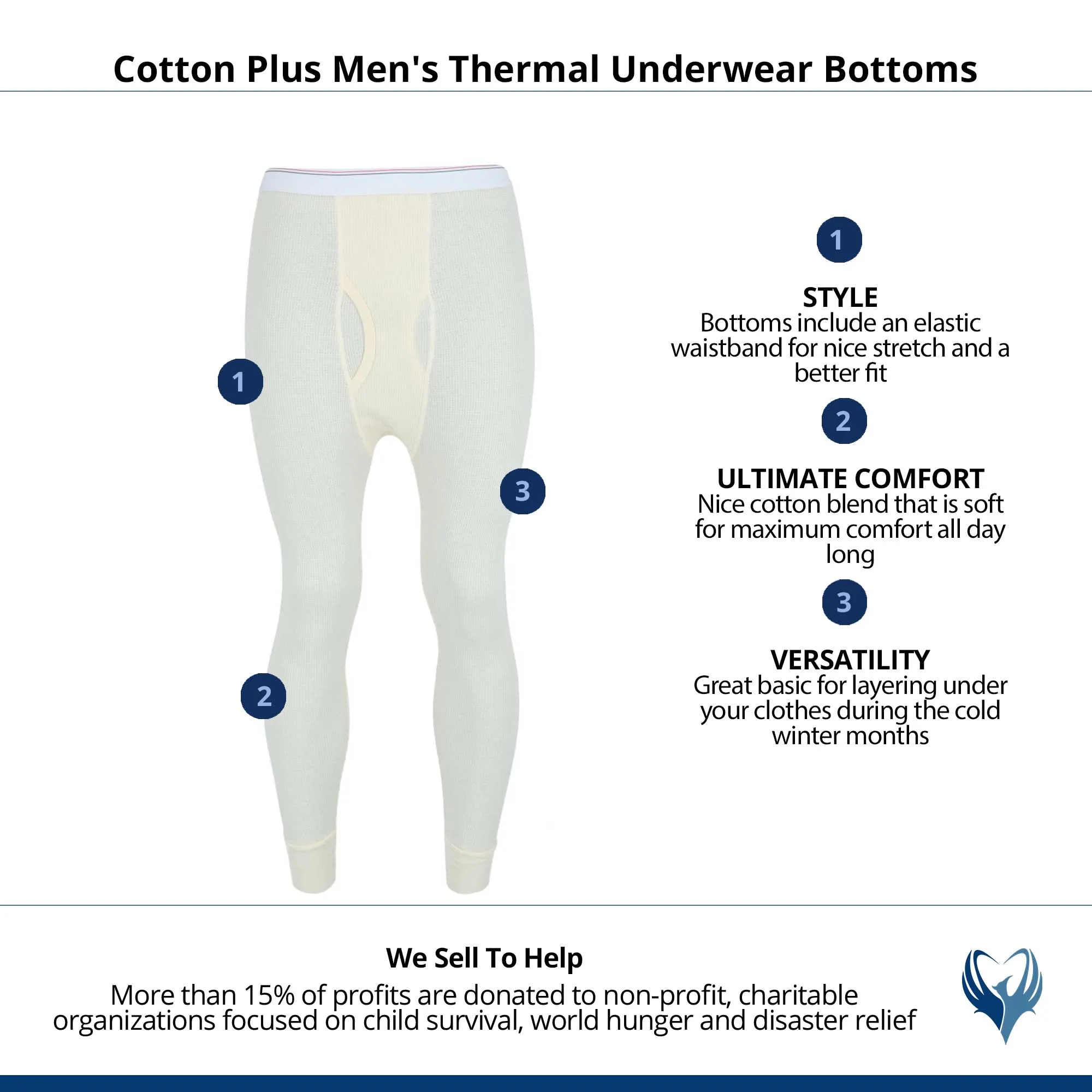 Cotton Plus Men's Thermal Underwear Bottoms