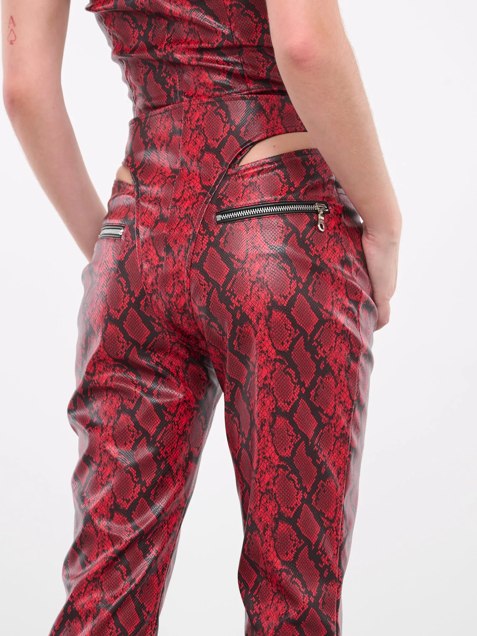 Faux-Leather Trousers (P01-610-BLOOD-RED)