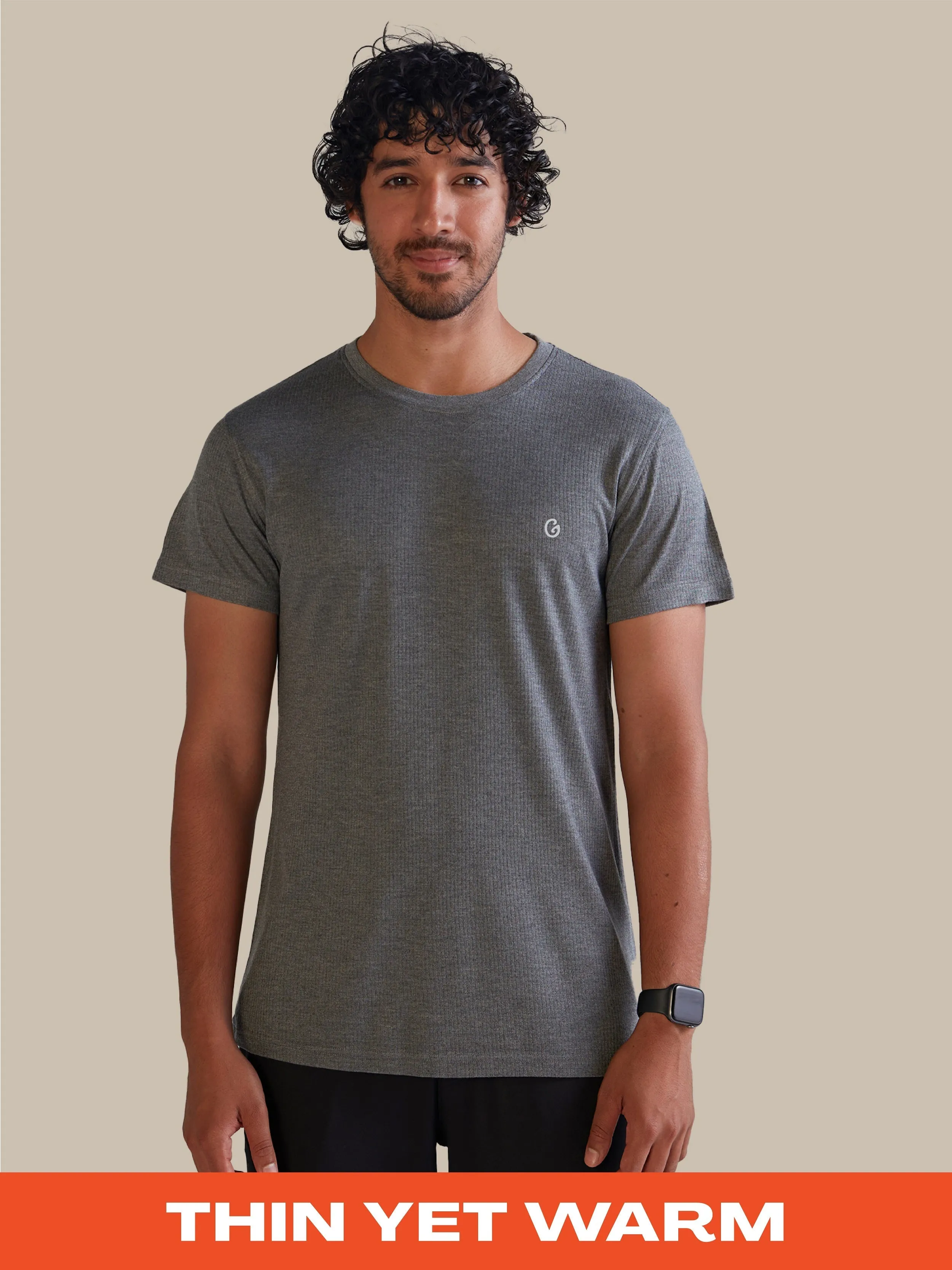 Gloot Men's High-End Acrylic Viscose Thermal Top Grey Melange