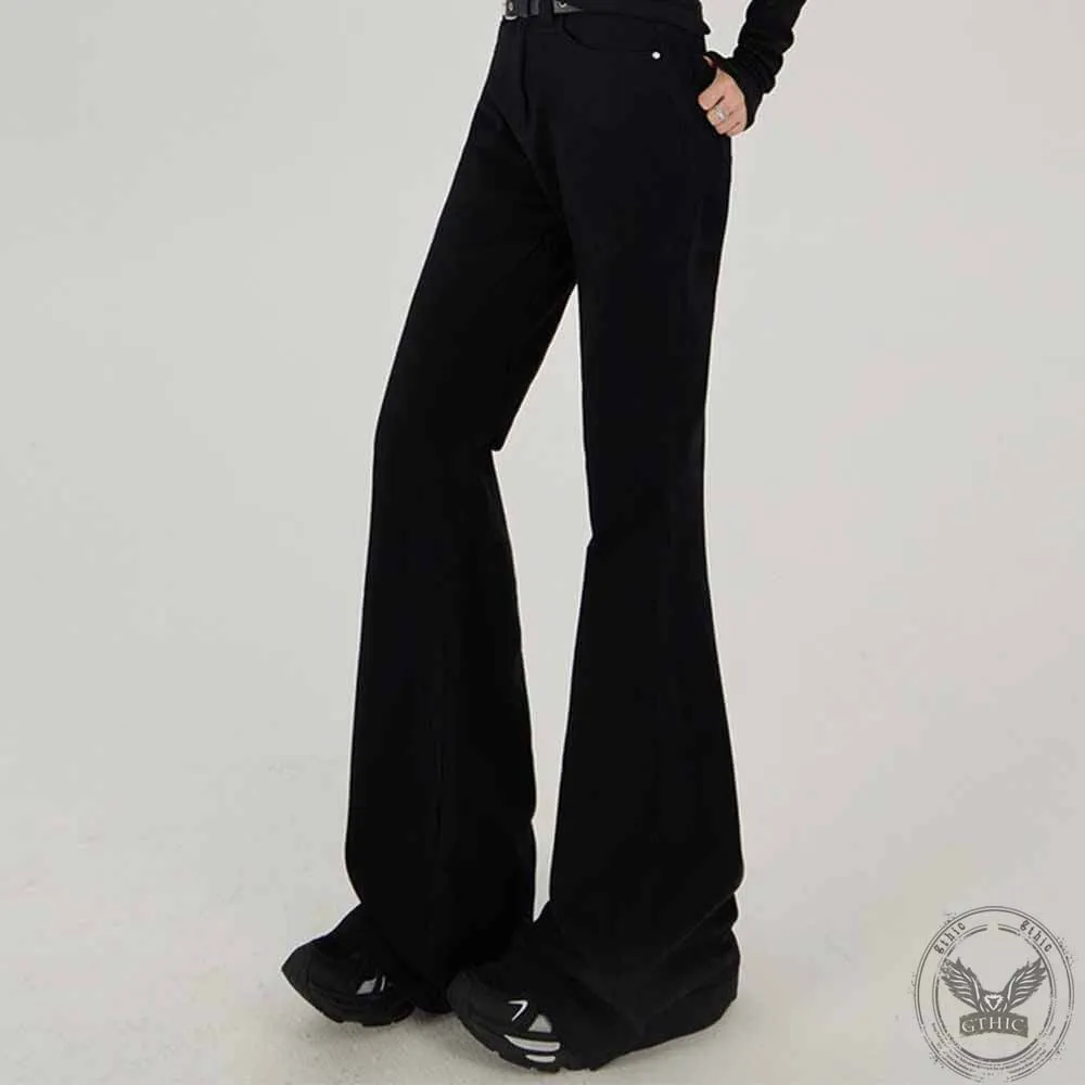 High Waist Flared Solid Color Pants