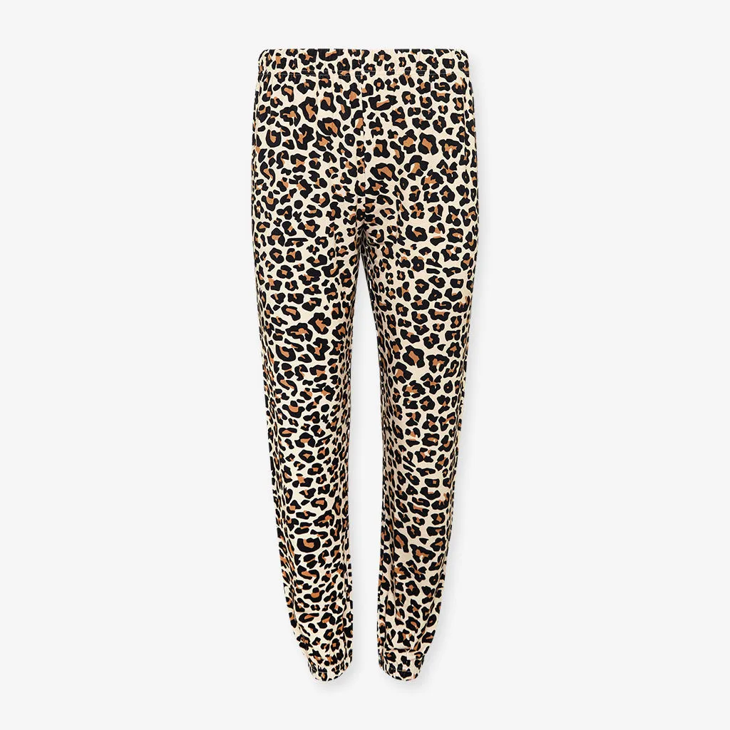 Lana Leopard Tan Women's French Terry Joggers