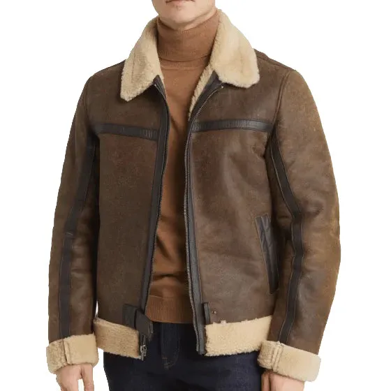 Men's Brown Sheepskin Leather Jacket