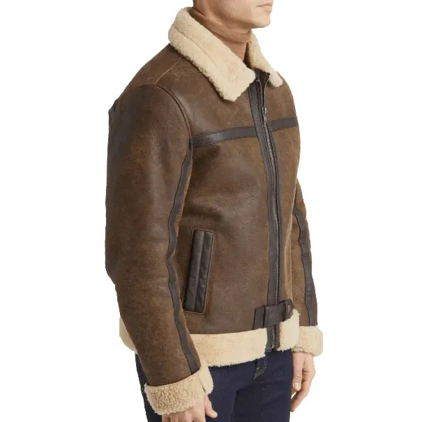 Men's Brown Sheepskin Leather Jacket