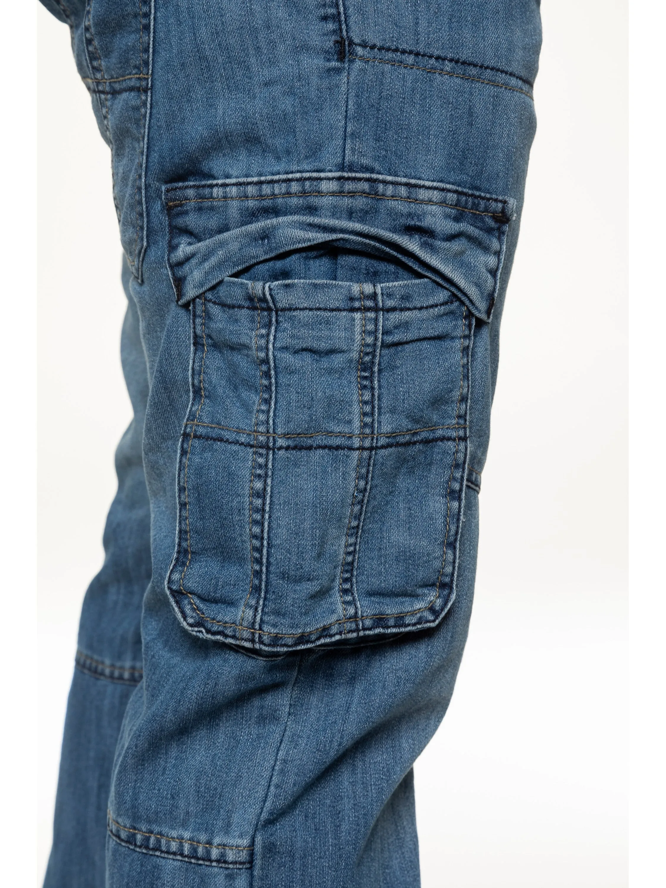 Mens Dark Blue Combat Denim Jeans | Enzo Designer Menswear