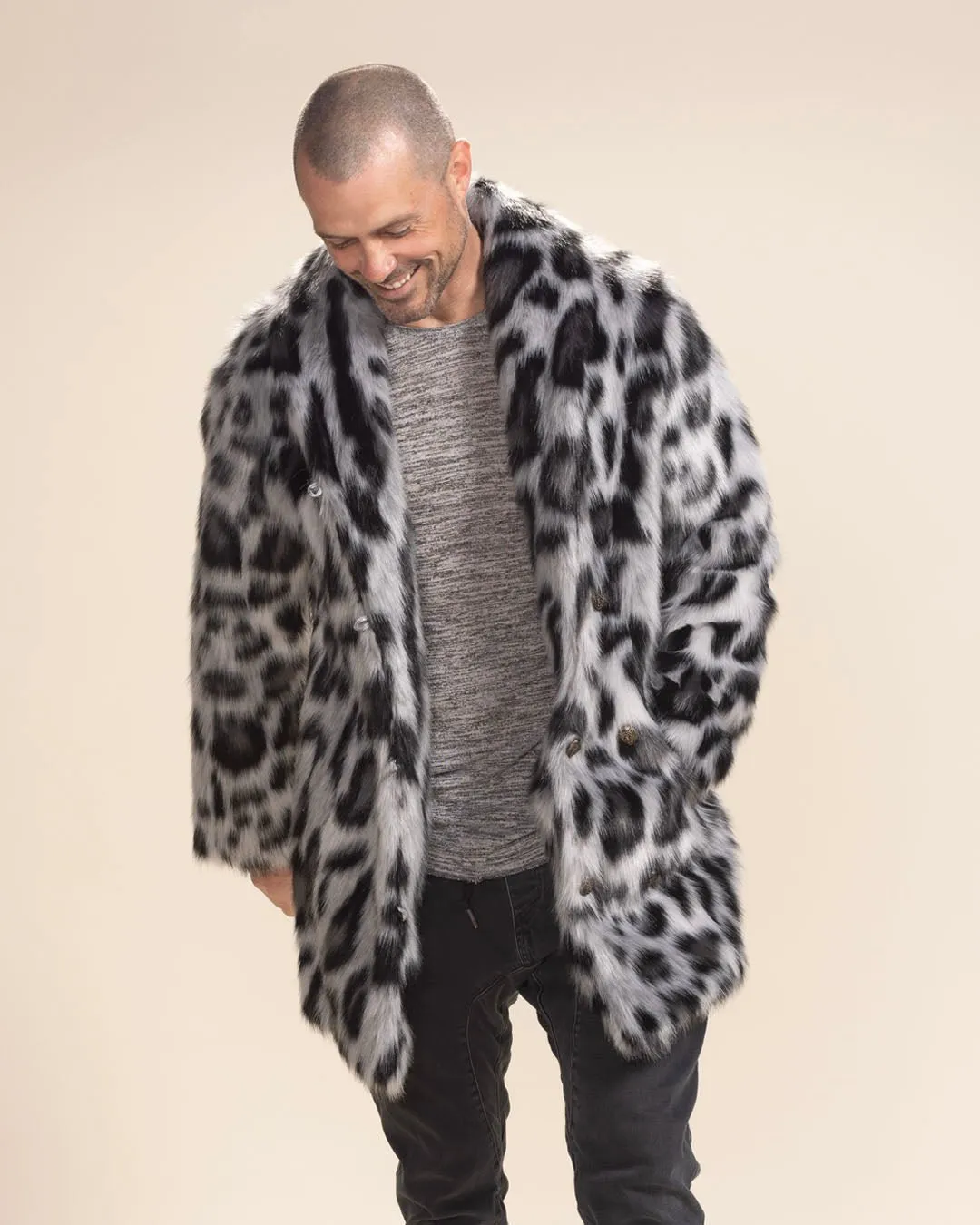 Men's Faux Fur Coat | Himalayan Snow Leopard