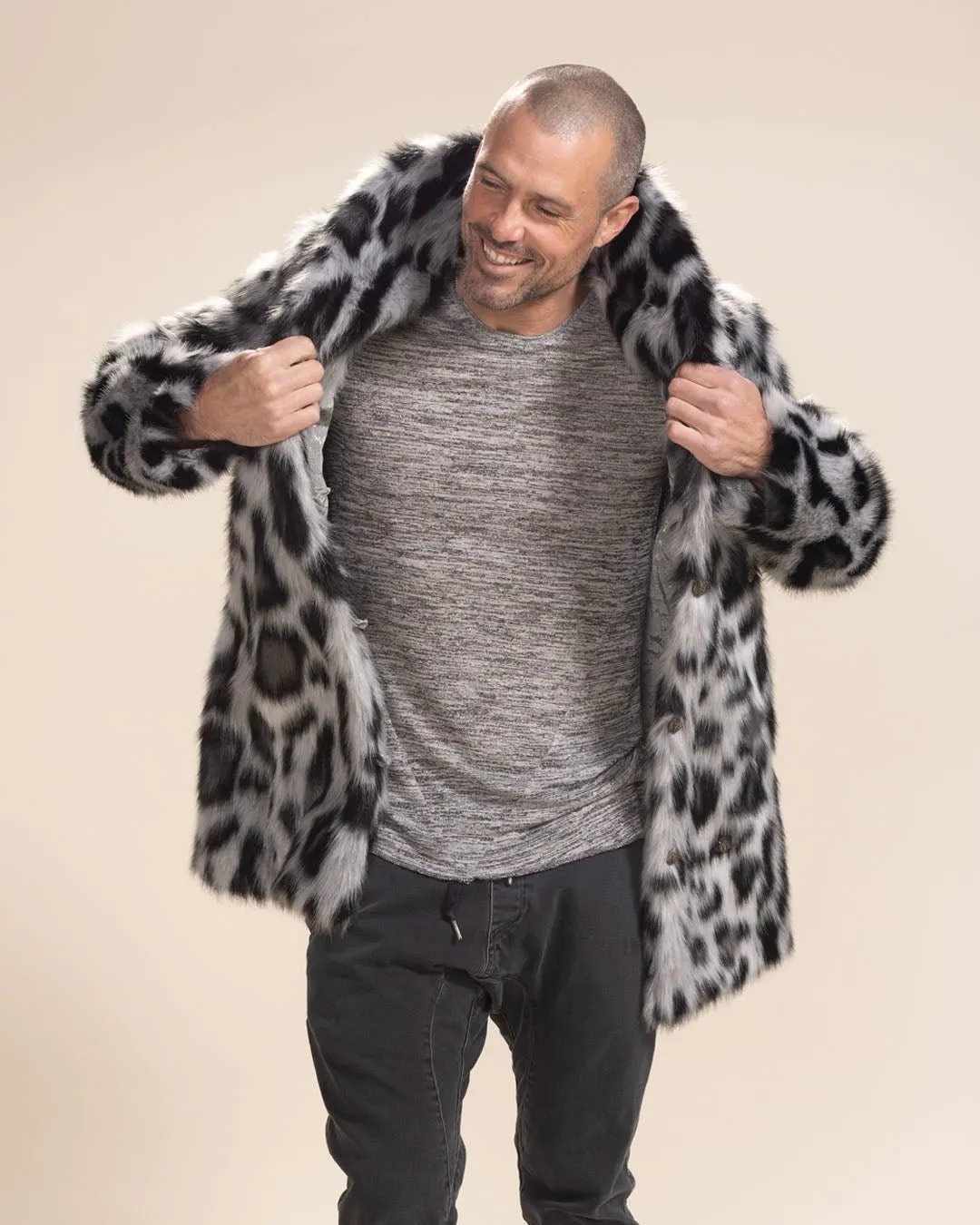 Men's Faux Fur Coat | Himalayan Snow Leopard