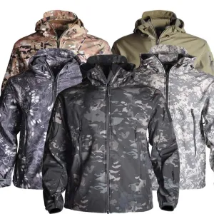 Men's Military Camouflage Fleece Jacket Shark Skin Soft Shell Military Tactical Jacket Multicam Male Camouflage 5XL windbreaker