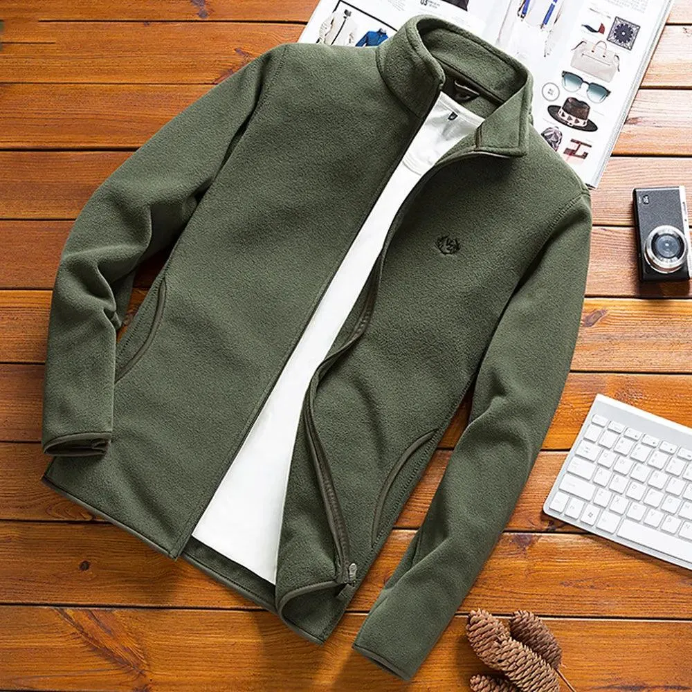 Men's Polar Fleece Jacket Casual Soft Windbreaker Tactical Thermal Tops Military Slim Fit Jackets Fashion Zipper Outwear Big 5XL