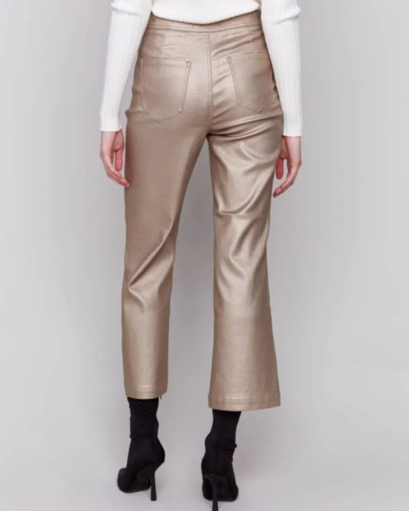 Metallic Wax Flared Pants