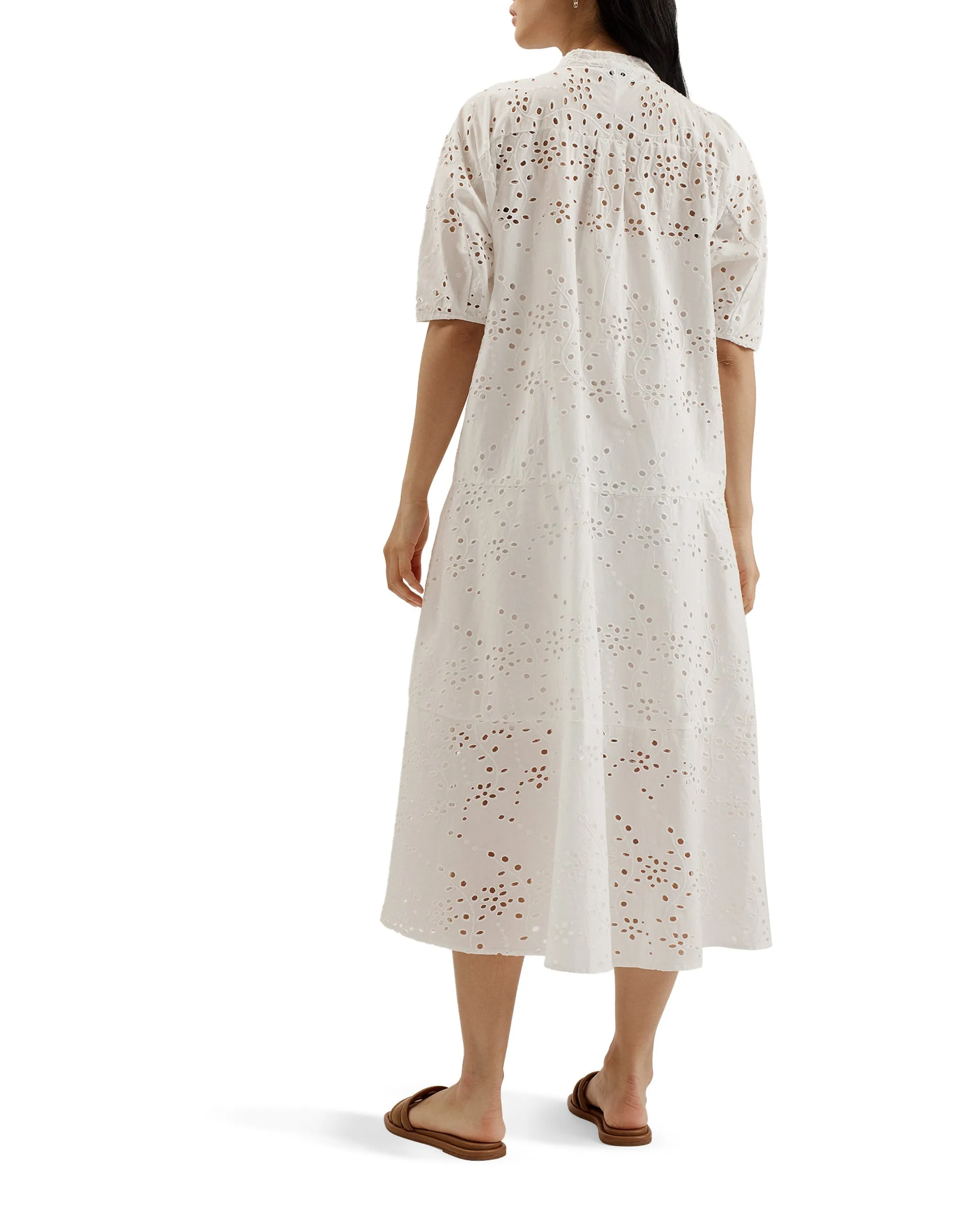 Nikaia Oversized Broderie Midi Dress White