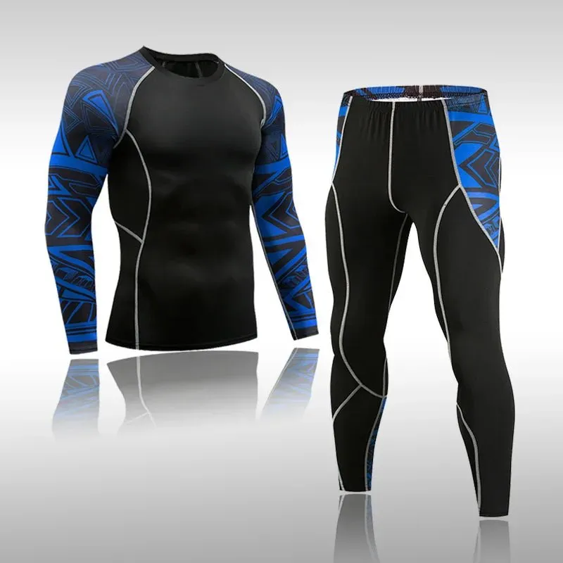 Quick Dry Compression Tracksuit Tight Sports Shirts Set for Men Ideal for Skiing Thermal Underwear with Eye Catching Design