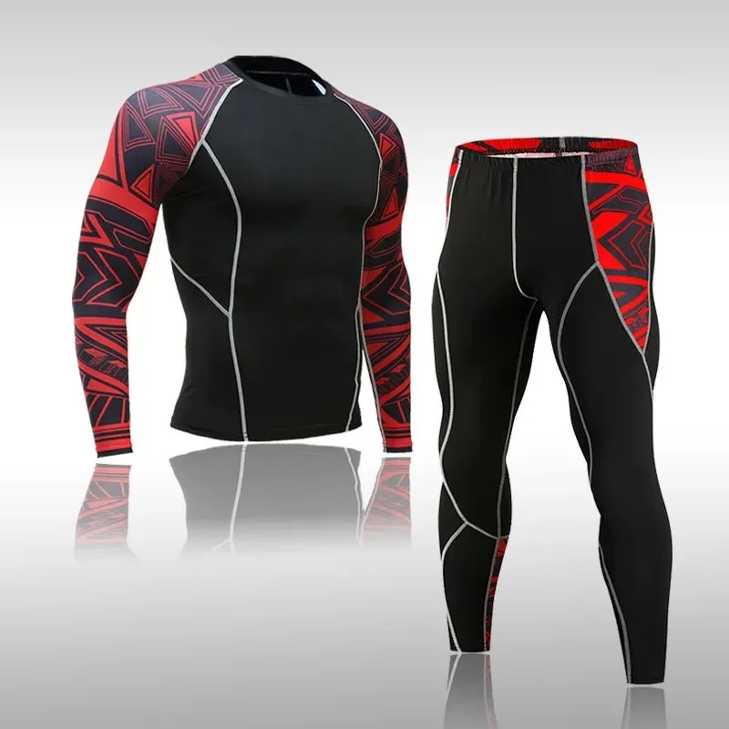 Quick Dry Compression Tracksuit Tight Sports Shirts Set for Men Ideal for Skiing Thermal Underwear with Eye Catching Design