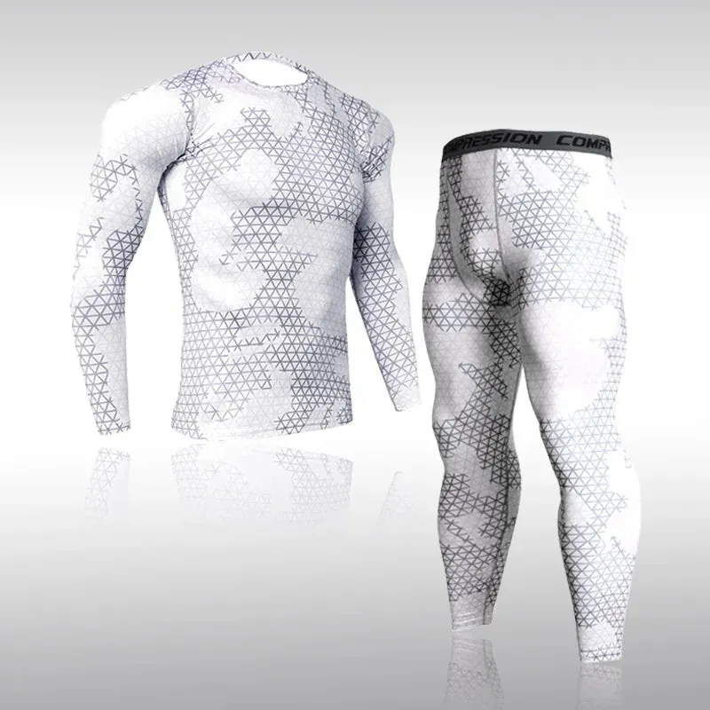 Quick Dry Compression Tracksuit Tight Sports Shirts Set for Men Ideal for Skiing Thermal Underwear with Eye Catching Design