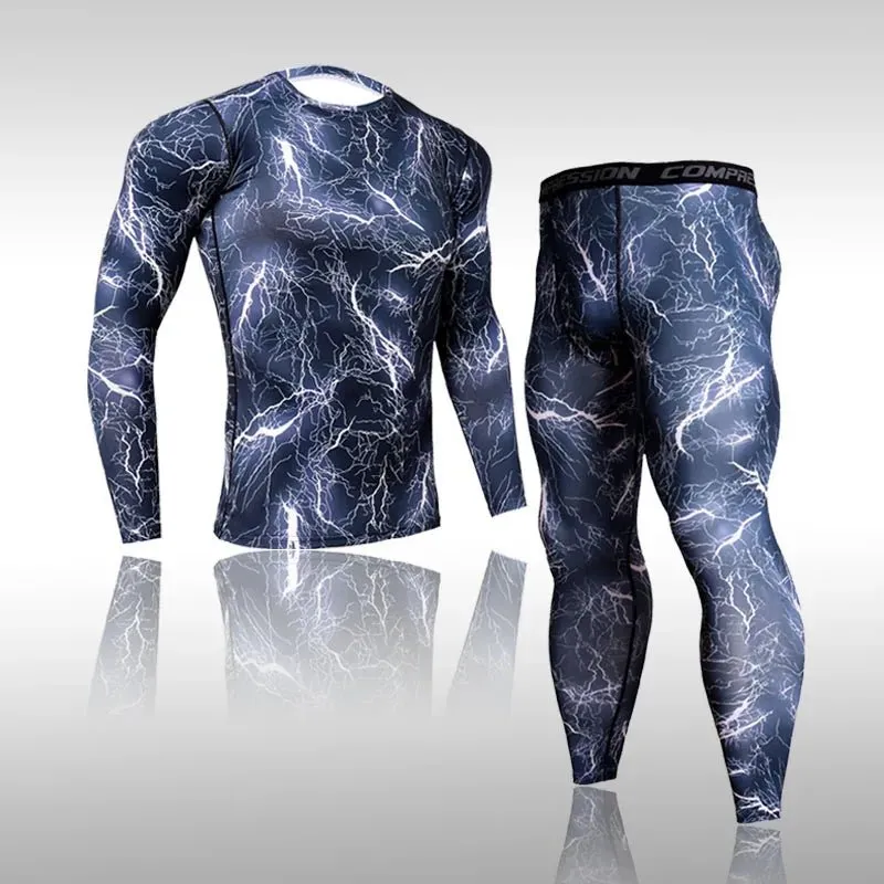 Quick Dry Compression Tracksuit Tight Sports Shirts Set for Men Ideal for Skiing Thermal Underwear with Eye Catching Design