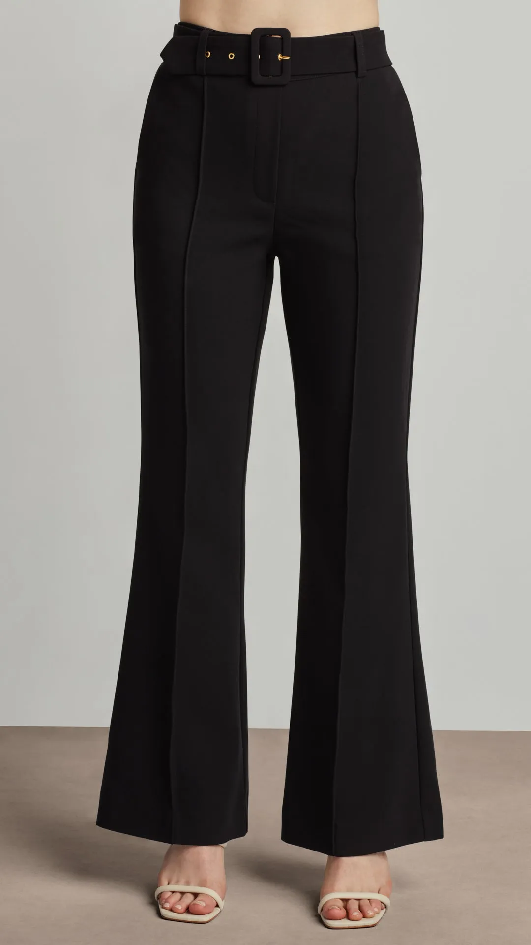 RETRO-FLARE BELTED PANTS