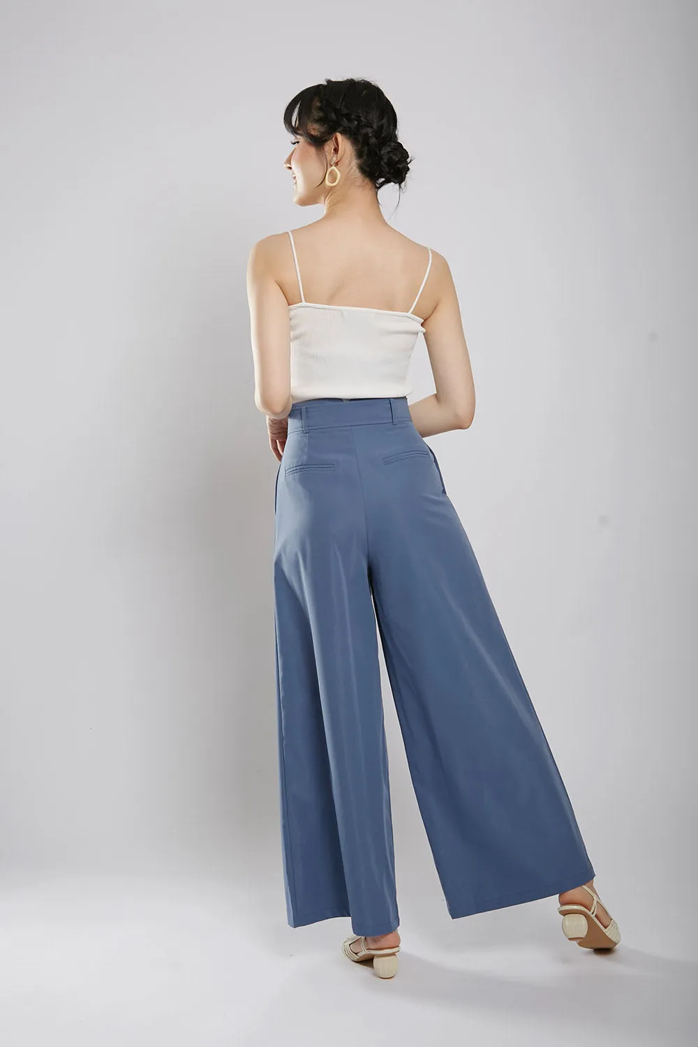 Rivka Tailored Culottes in Silver Blue