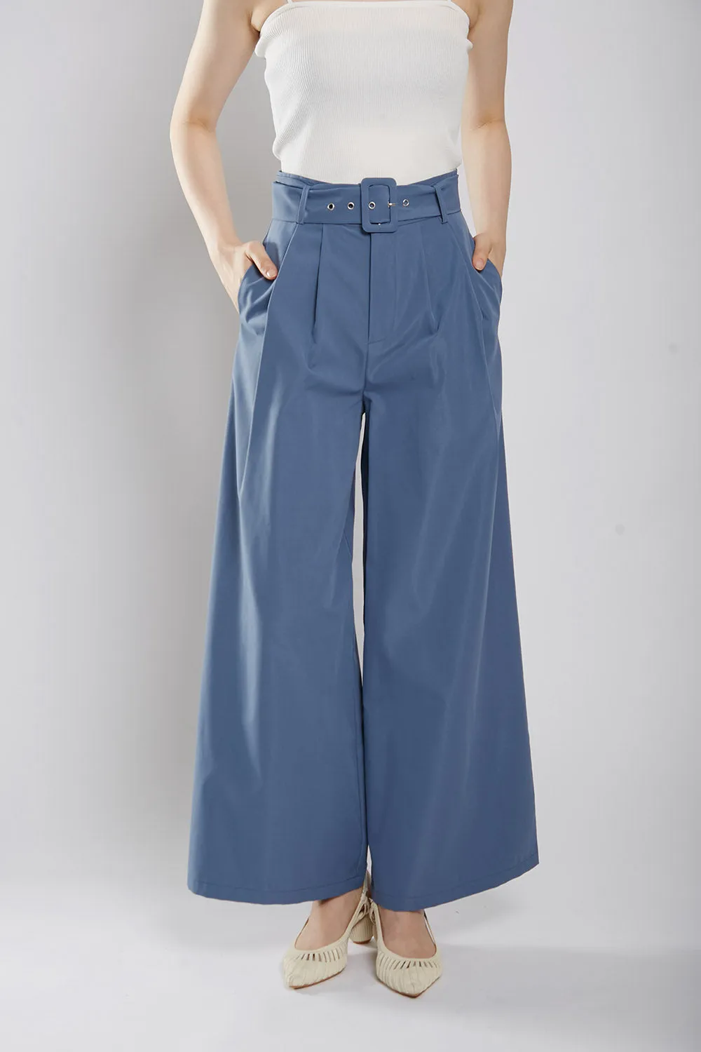 Rivka Tailored Culottes in Silver Blue