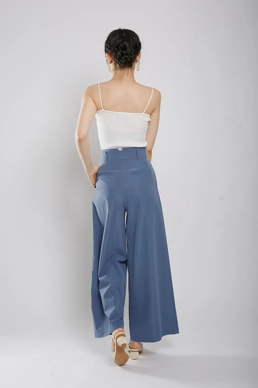 Rivka Tailored Culottes in Silver Blue