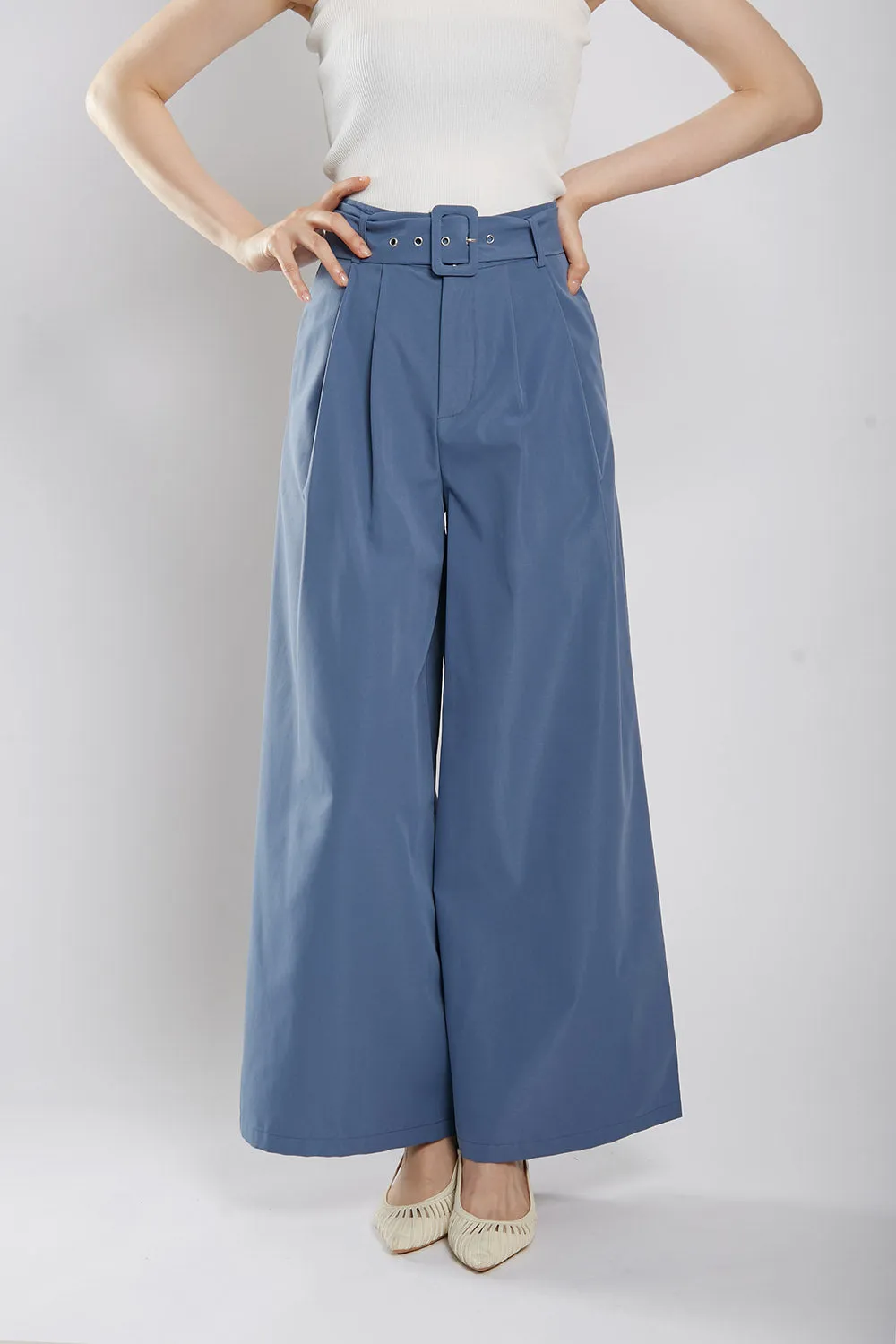 Rivka Tailored Culottes in Silver Blue