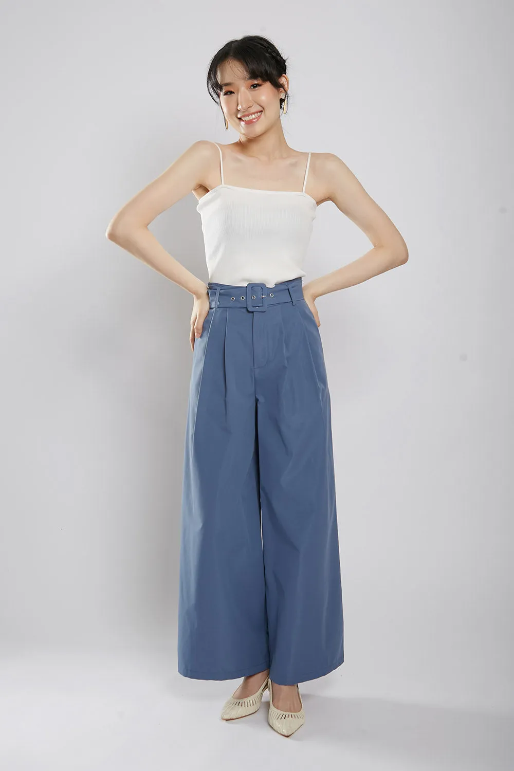 Rivka Tailored Culottes in Silver Blue