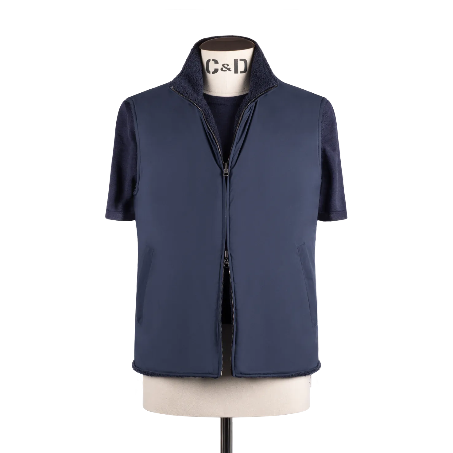 Technical Zip Gilet in Navy