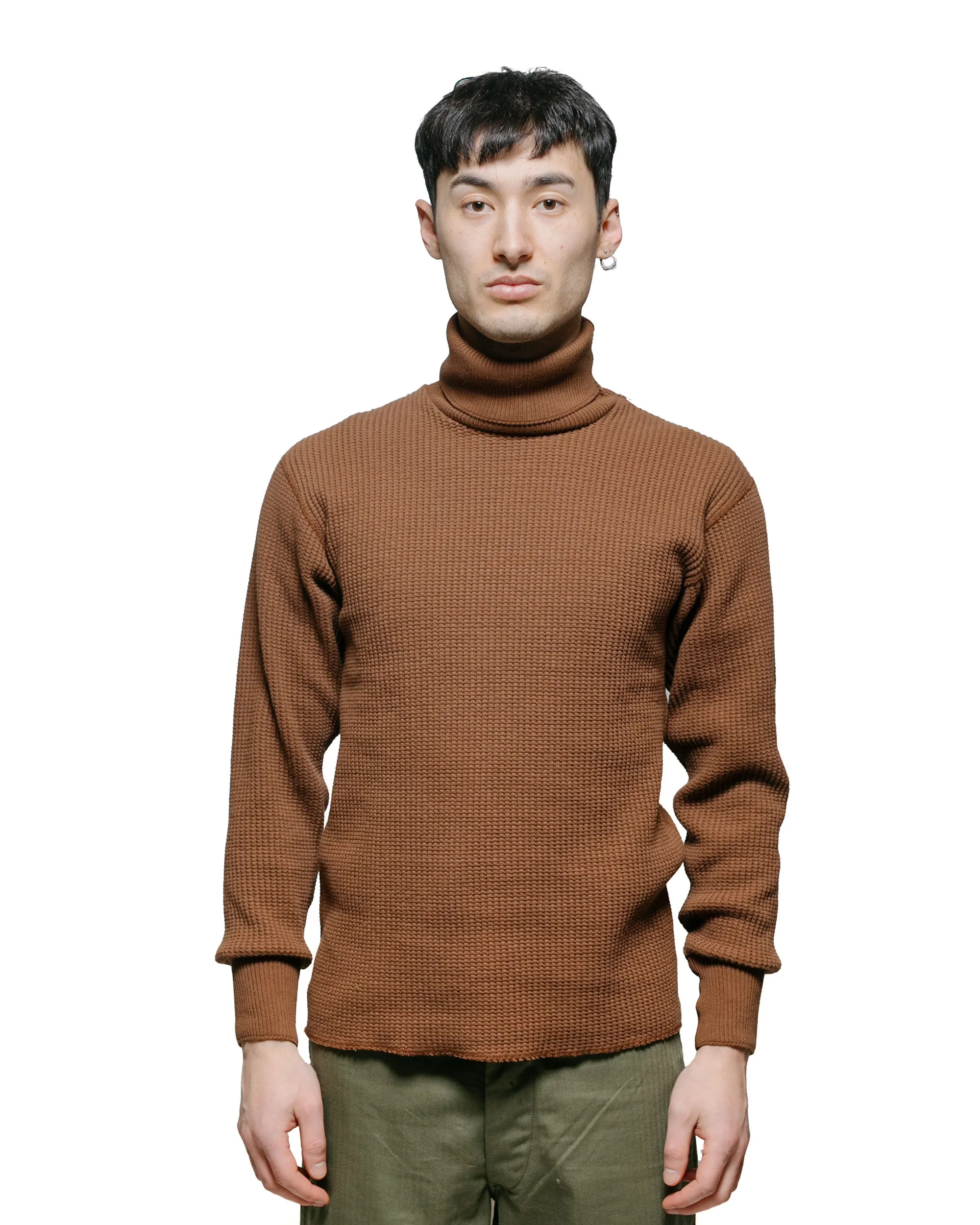 The Real McCoy's MC23110 High Neck Thermal Shirt Brown