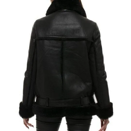 Women's Black B3 Shearling Bomber Jacket