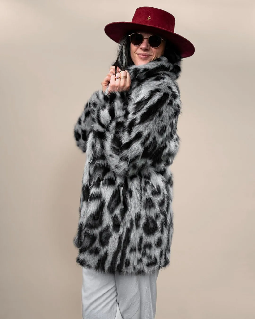 Women's Faux Fur Coat | Himalayan Snow Leopard Print