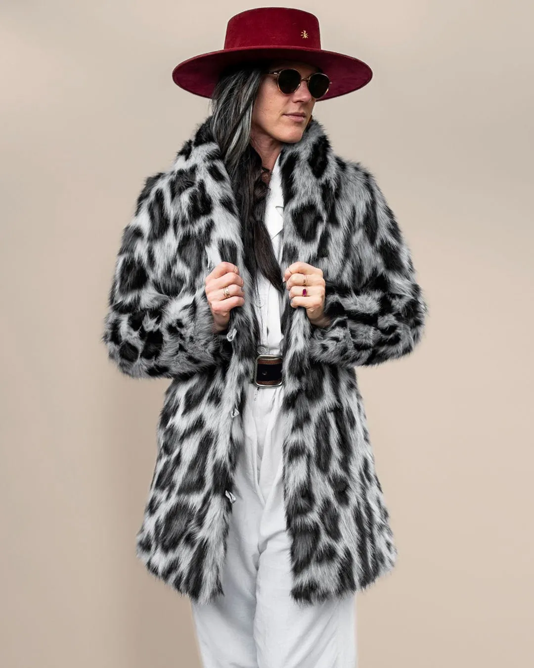 Women's Faux Fur Coat | Himalayan Snow Leopard Print