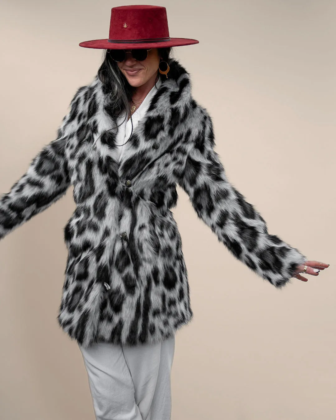 Women's Faux Fur Coat | Himalayan Snow Leopard Print