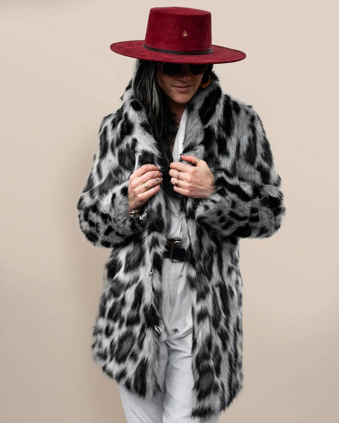 Women's Faux Fur Coat | Himalayan Snow Leopard Print