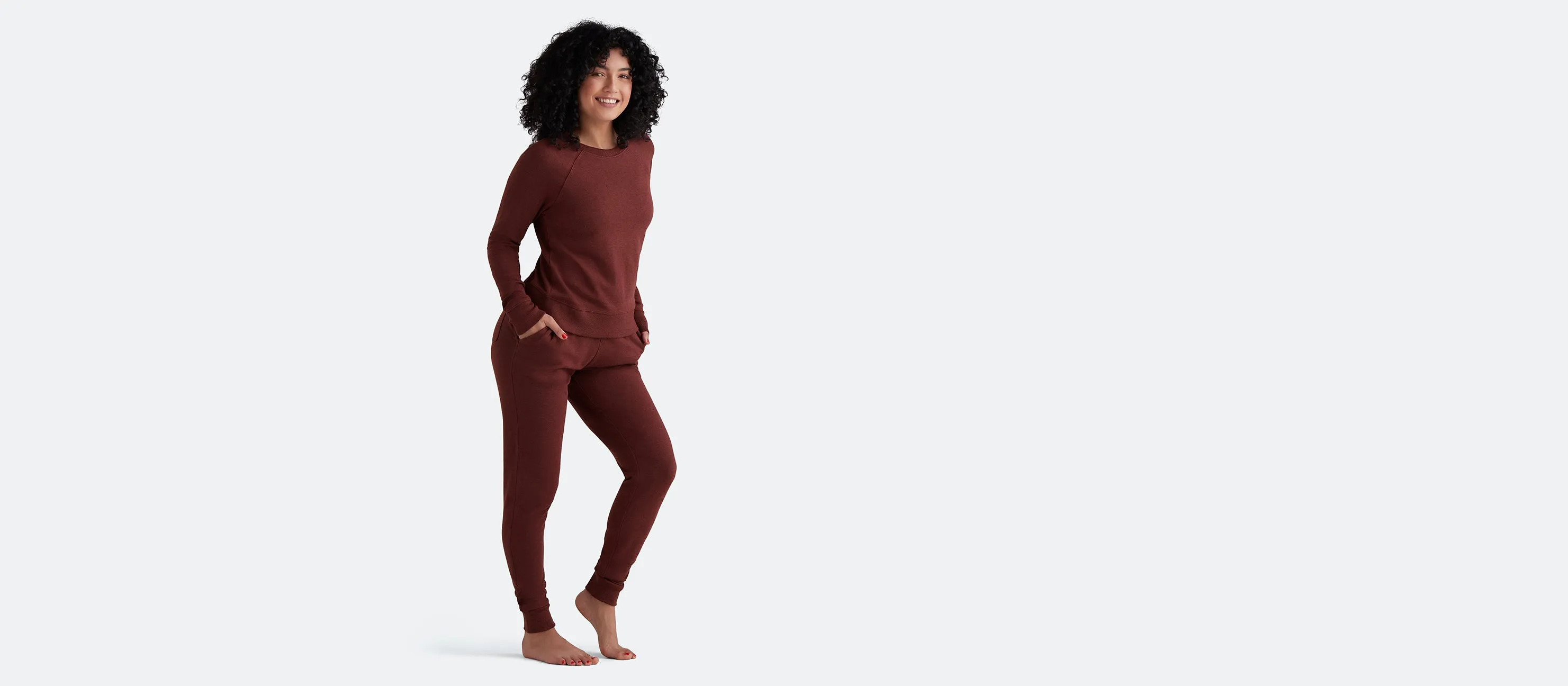 Women's French Terry Crew Sweatshirt | Heather Burgundy