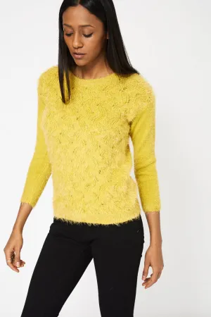 Yellow Fluffy Jumper Ex-Branded